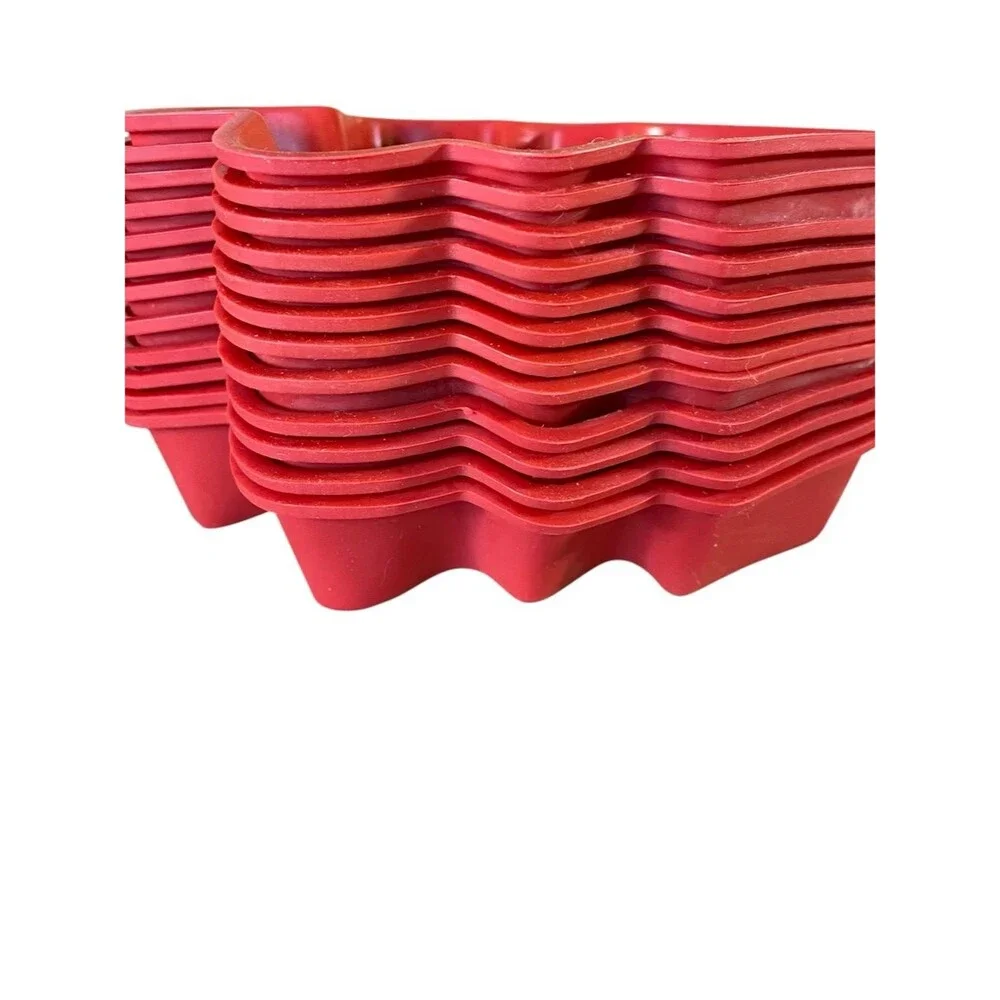 Christmas Tree Shaped Silicone Baking Molds Set of 24 Red Green Microwave Safe